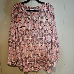 Charter Club Women Paisley Print Blouse Plus-Size 24, Button-Down, Flowy